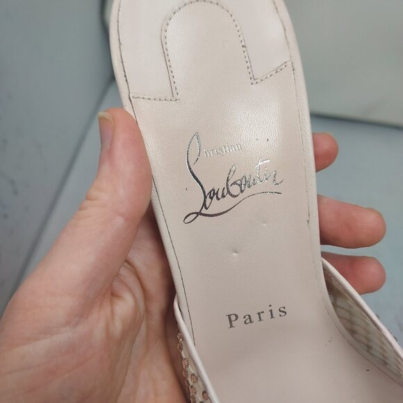 Christian Louboutin Leche Pink Apostropha Strass Mesh Mule Sandal - Picture 5 of 12